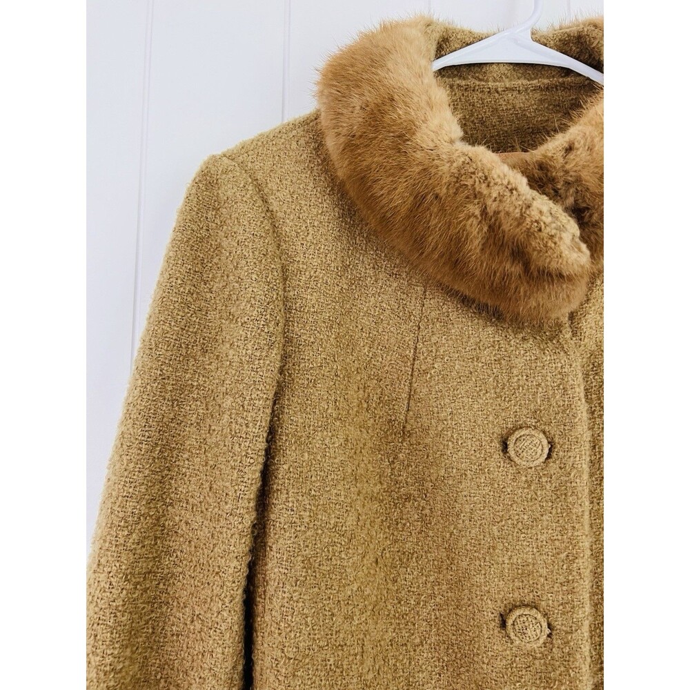 Vintage *Betty Rose* Brown Fur Trim 60s 70s Tweed Dress Jacket Size 14 - Picture 3 of 9